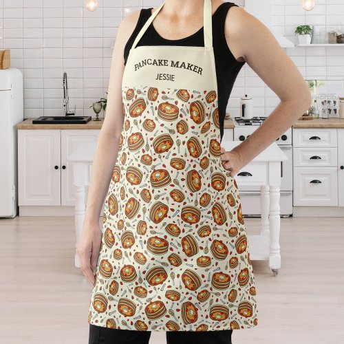 Personalized Pancake Pattern Your Custom Text Apron