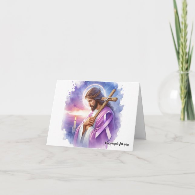 Personalized Pancreatic Cancer Jesus Encouragement Card (Front)