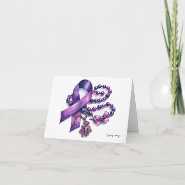 Personalized Pancreatic Cancer Prayer Rosary  Card (Front)