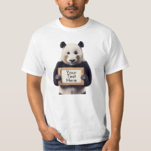 Personalized Panda Bear Holding Sign  T-Shirt