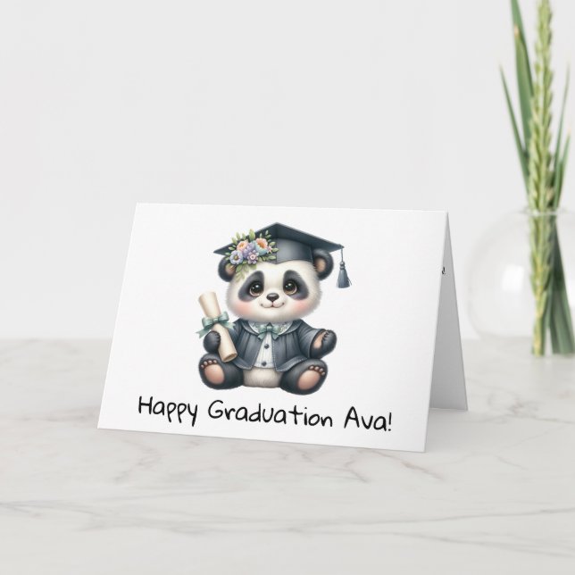 Personalized Panda Bear Kindergarten Graduation  Card (Front)