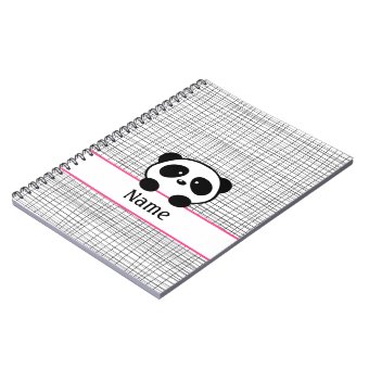 Personalized Panda Bear Pink Black Notebook | Zazzle
