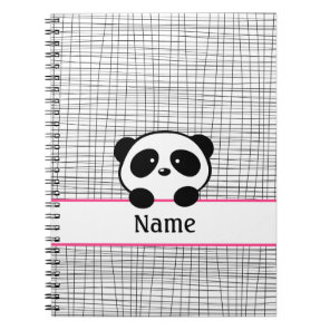 Personalized Panda Bear Pink Black Notebook