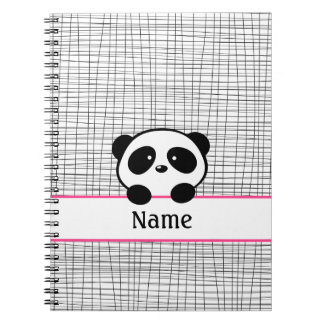 Personalized Panda Bear Pink Black Notebook