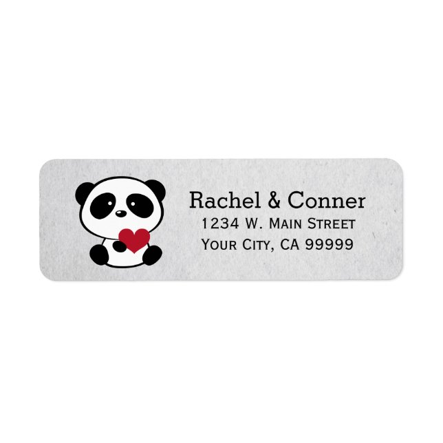 Personalized Panda Love Wedding Address Labels (Front)