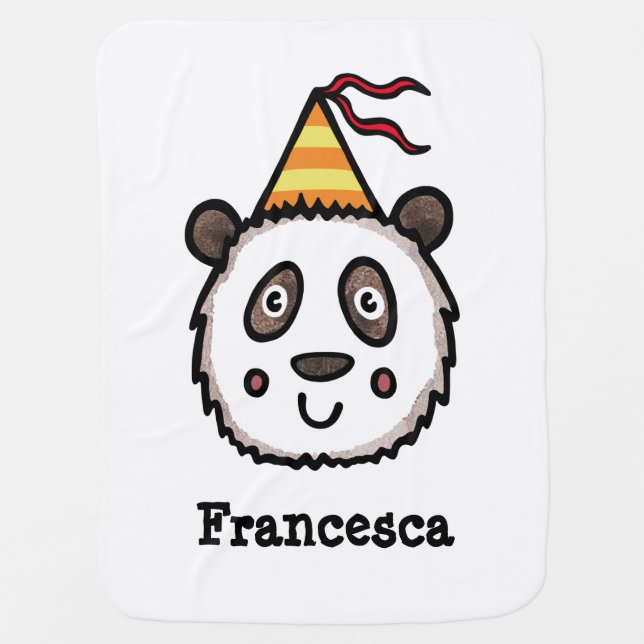 Personalized Panda Party Baby Blanket (Front)