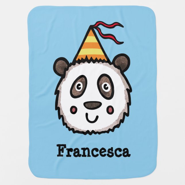 Personalized Panda Party Baby Blanket (Front)