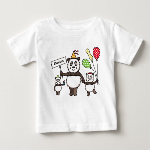 Personalized Panda Party Baby T_Shirt