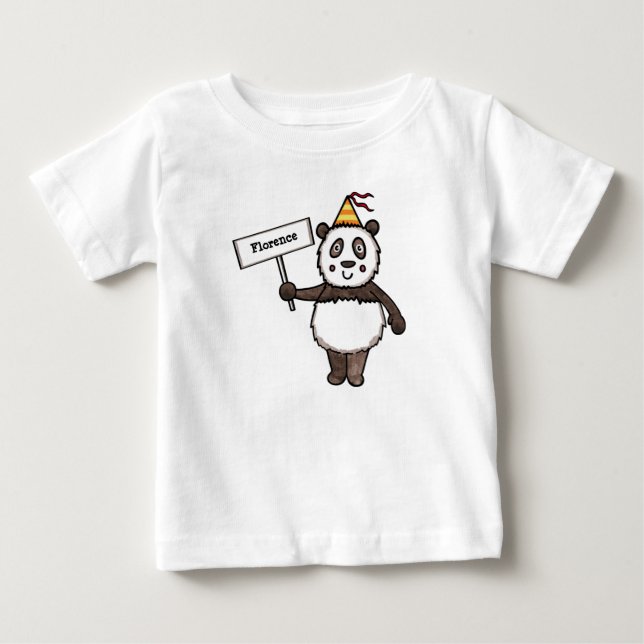 Personalized Panda Party Baby T-Shirt (Front)