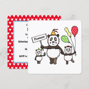 Personalized Panda Party Kid's Birthday Invitation