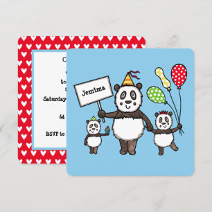 Personalized Panda Party Kid's Birthday Invitation