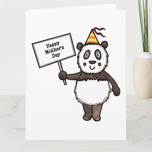 Personalized Panda Party Mother's Day Card (Front)