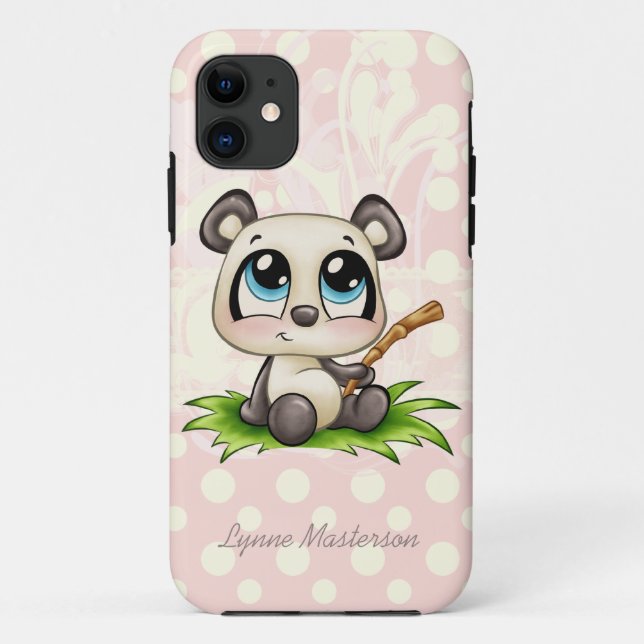 Personalized panda pink polkadots iphone 5 case (Back)