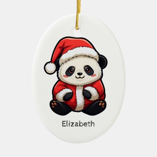 Personalized Panda Santa Claus Christmas Ornament