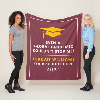 Personalized Pandemic - Graduate Class Of 2021 Fleece Blanket by thepixelprojekt at Zazzle