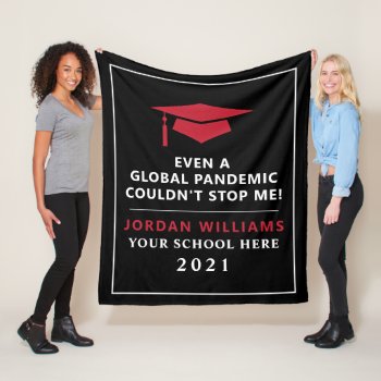 Personalized Pandemic - Graduate Class Of 2021 Fleece Blanket by thepixelprojekt at Zazzle
