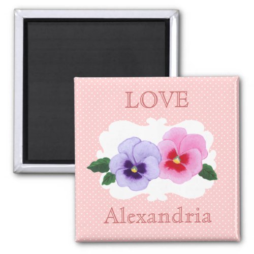 Personalized Pansies Floral Magnet