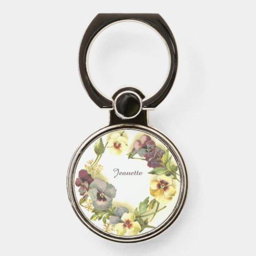 Personalized Pansies Phone Ring Stand