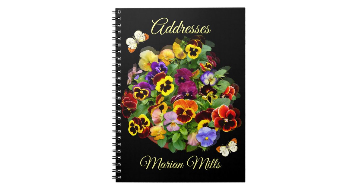 Personalized Pansy and Butterfly Address Book Zazzle