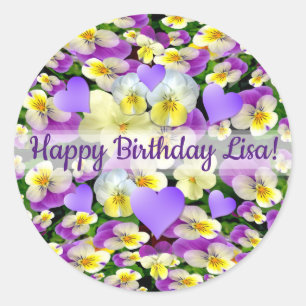 Personalized Pansy Perfect Classic Round Sticker