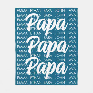 Personalized Papa Custom Grandkids Names Fleece Blanket