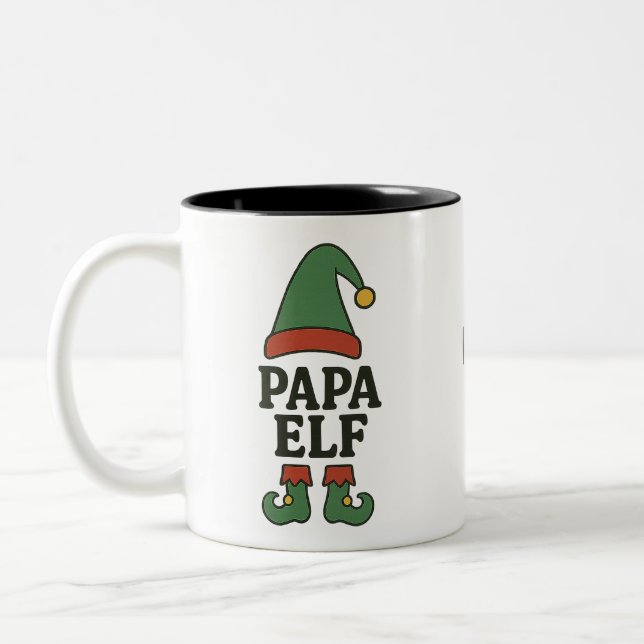 Personalized Papa Elf Mug – Custom Christmas Gift  (Left)