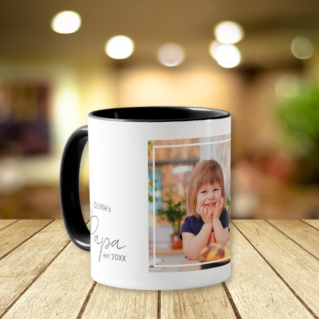 Personalized Papa Est Year Grandkid Name Photo Mug (Personalized Papa Est Year Grandkid Name Photo Mug)