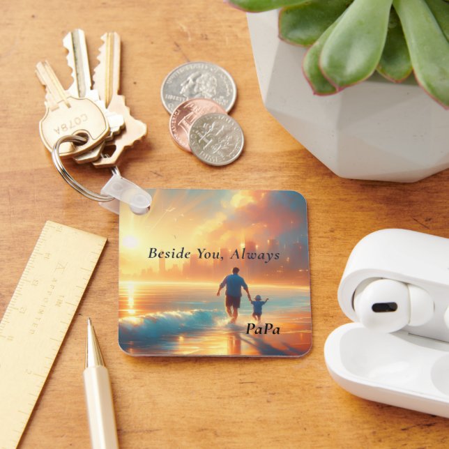 Personalized Papa Keychain - Beside You Always (Desk)