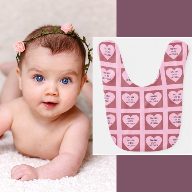 Personalized Papa & Nana Love You Baby Bib (Creator Uploaded)