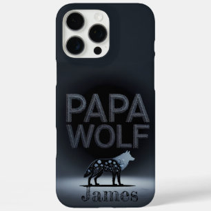 Personalized Papa Wolf Nature Silhouette iPhone 16 Pro Max Case