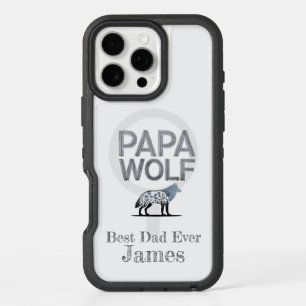 Personalized Papa Wolf Nature Silhouette iPhone 16 Pro Max Case