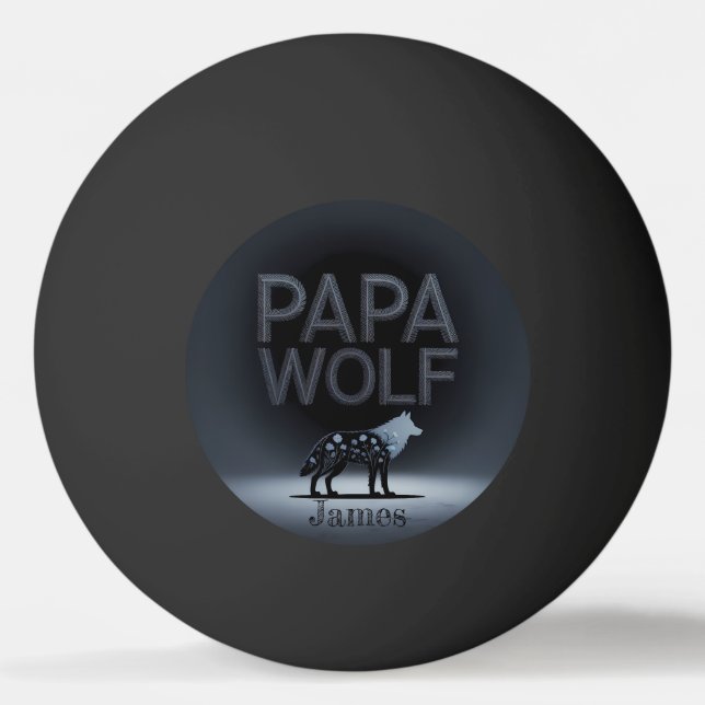 Personalized Papa Wolf Nature Silhouette Ping Pong Ball (Front)