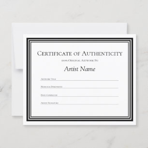 Personalized Paper Certificate of Authenticity Art