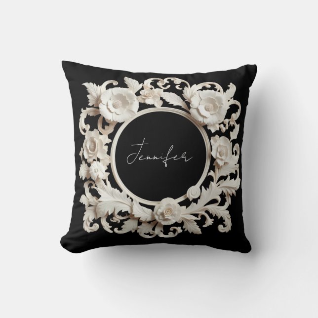 personalized paper flower frame  throw pillow (Front)