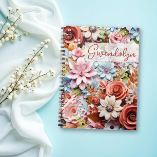 Personalized Paper Flowers spiral bound Notebook