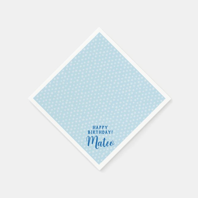 Personalized paper napkin with simple blue star (Corner)