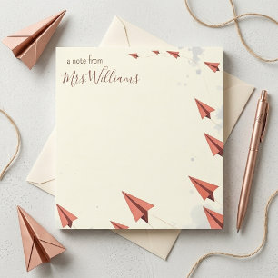 Personalized Paper Plane Frame Teacher Gift Notepad