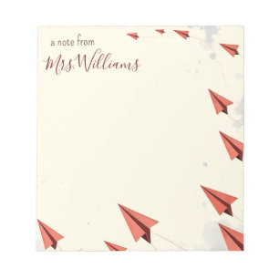 Personalized Paper Plane Frame Teacher Gift Notepad