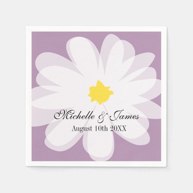 Personalized paper wedding napkins with flower (Front)