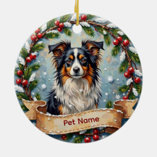 Personalized Papillon Christmas Ceramic Ornament