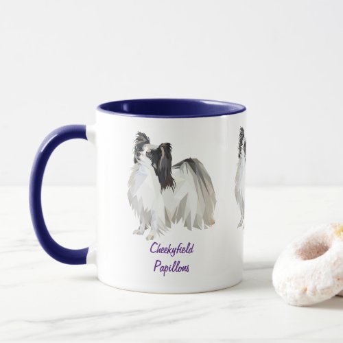 Personalized Papillon Dog Art Mug