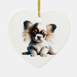 Personalized Papillon Puppy Ceramic Ornament