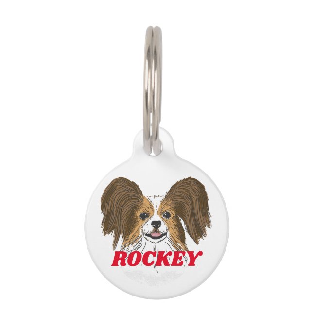 Personalized Papillon Puppy Dog Lover Custom Name Pet ID Tag (Front)