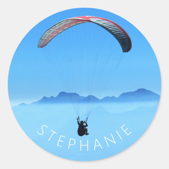 Personalized Paragliding Photo  Classic Round Sticker (Front)
