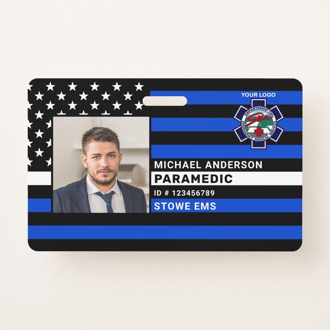 Personalized Paramedic EMS EMT Logo Photo ID Card Badge | Zazzle