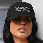 Personalized Paranormal Investigator Company Name Embroidered Baseball Cap<br><div class="desc">Add your company name to this personalized Paranormal Investigator hat. Simply edit the text area in the personalize section with your company name to create your own paranormal investigator company hat. This fully customizable hat is a great way to promote and advertise your paranormal business.</div>