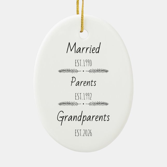 Personalized Parents Grandparents Est Custom Year Ceramic Ornament (Back)