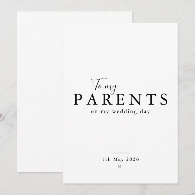 Personalized Parents Wedding Day Thank You Card (Front/Back)