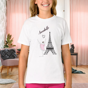 Personalized Paris Ballerina Eiffel Tower Ballet T-shirt by StuffByAbby at Zazzle