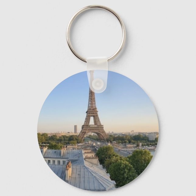 Personalized Paris City Skyline Souvenir  Keychain (Front)